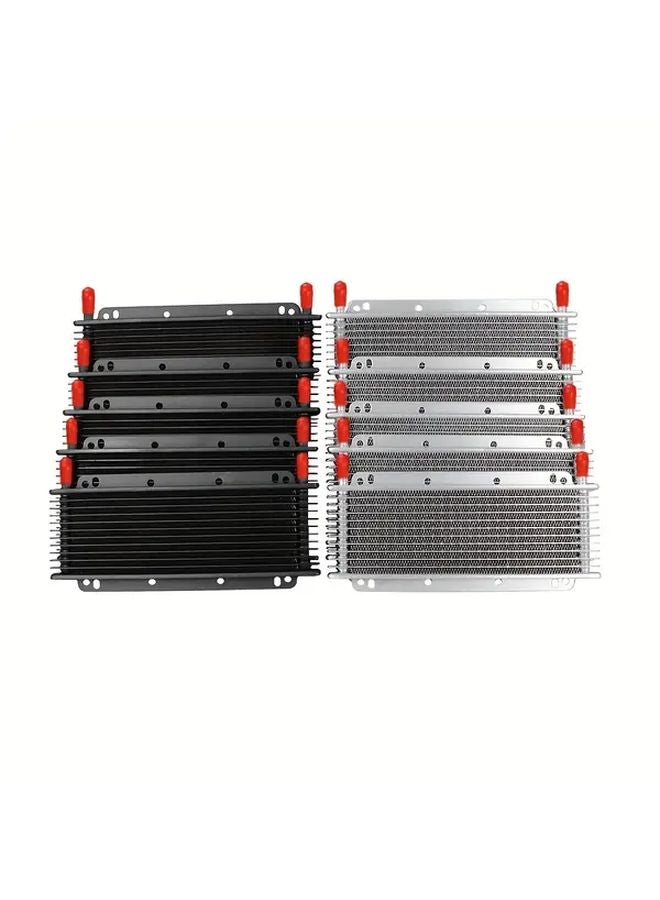 Silver 10 Row Universal Transmission Oil Cooler Kit High Performance Aluminum - Image 2